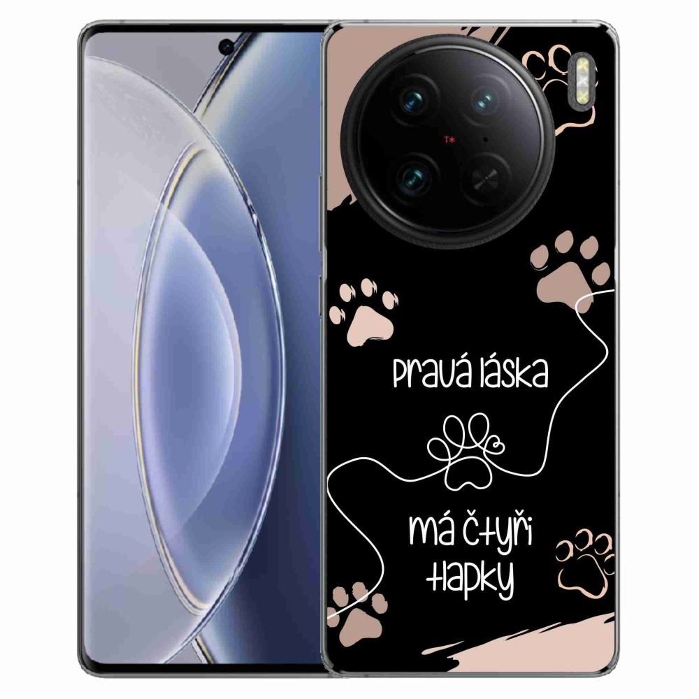 Gelový kryt mmCase na Vivo X90 Pro - psí motiv 1 černé pozadí