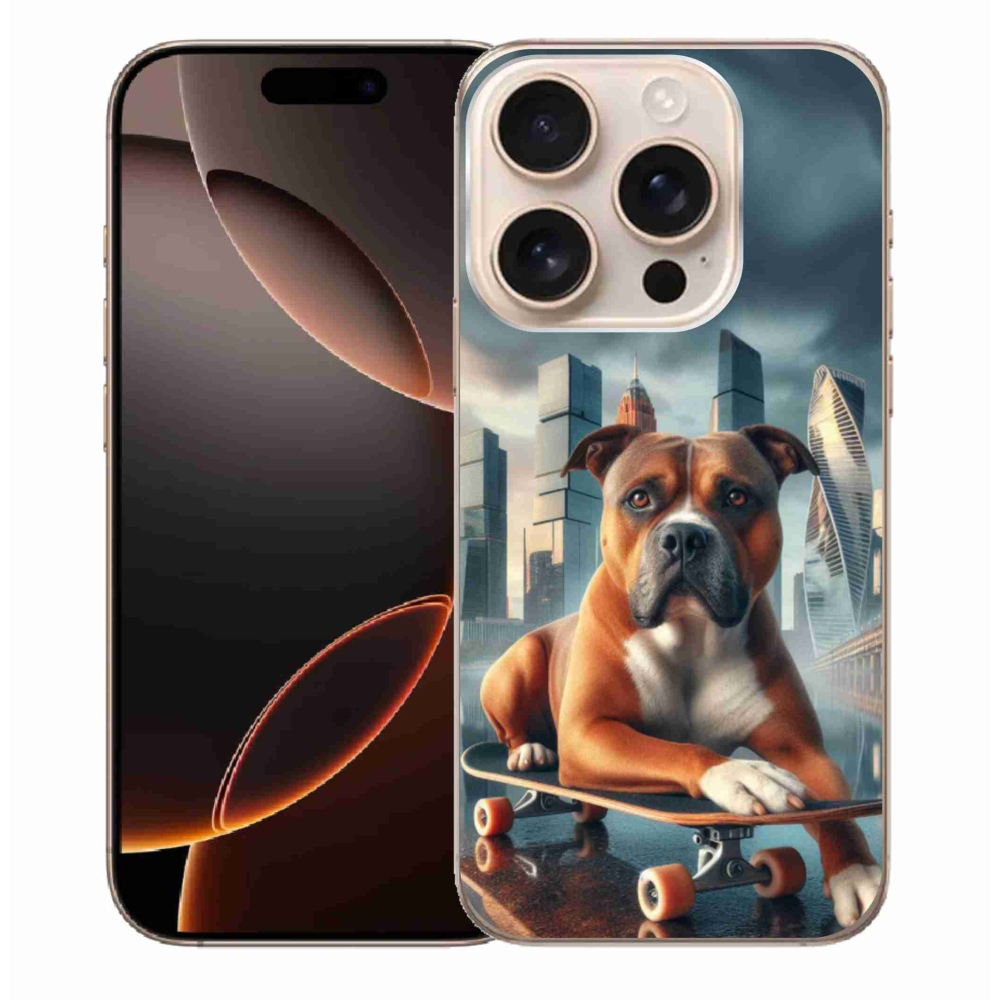 Gelový kryt mmCase na iPhone 16 Pro Max - pes na skateboardu
