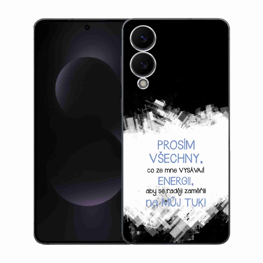 Gelový kryt mmCase na Samsung Galaxy S25 Edge - vtipný text 1 modrý