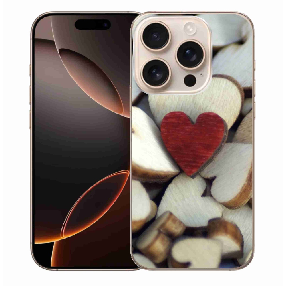 Gelový kryt mmCase na iPhone 16 Pro Max - gravírované červené srdce 