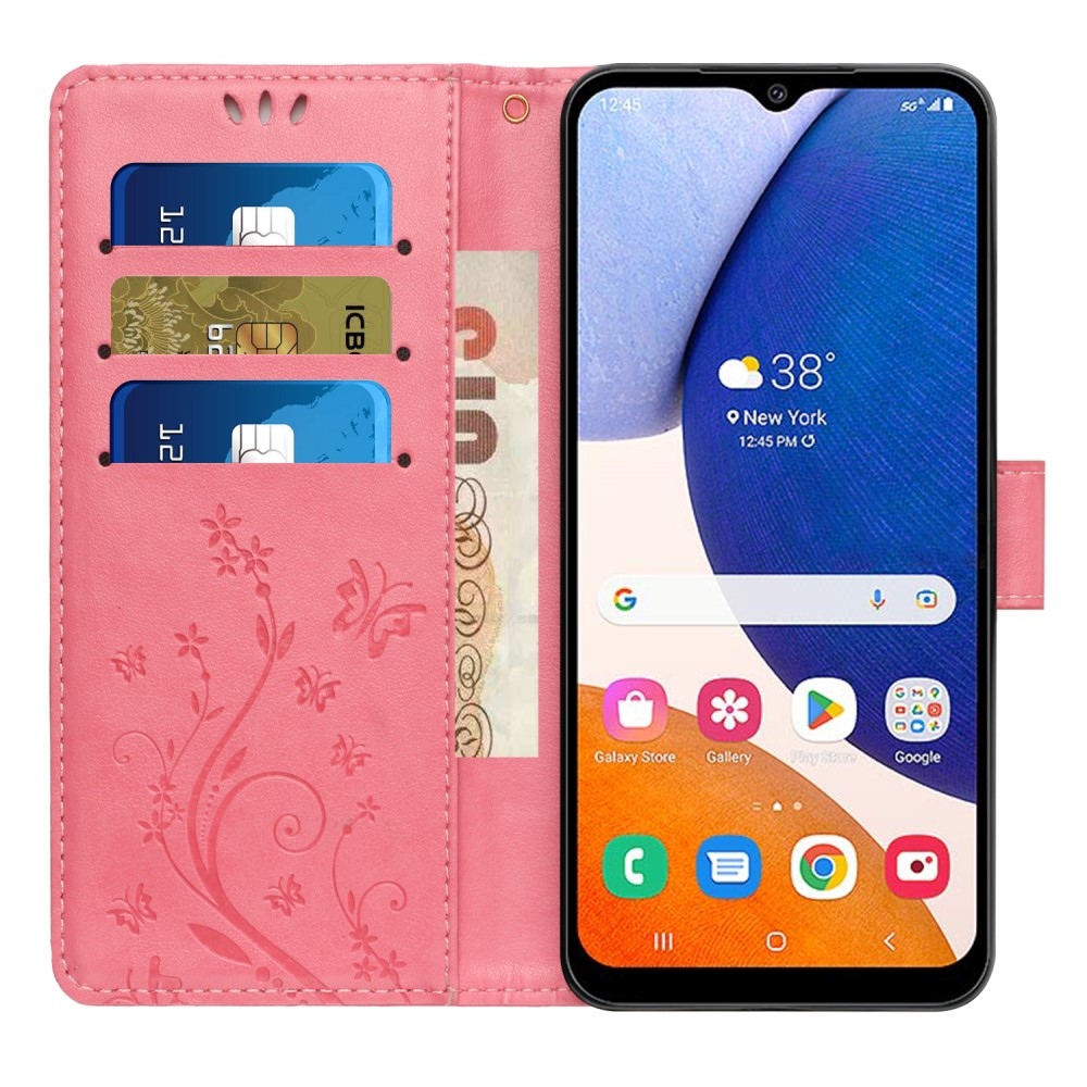 Flowers knížkové pouzdro na Samsung Galaxy A05s - růžové