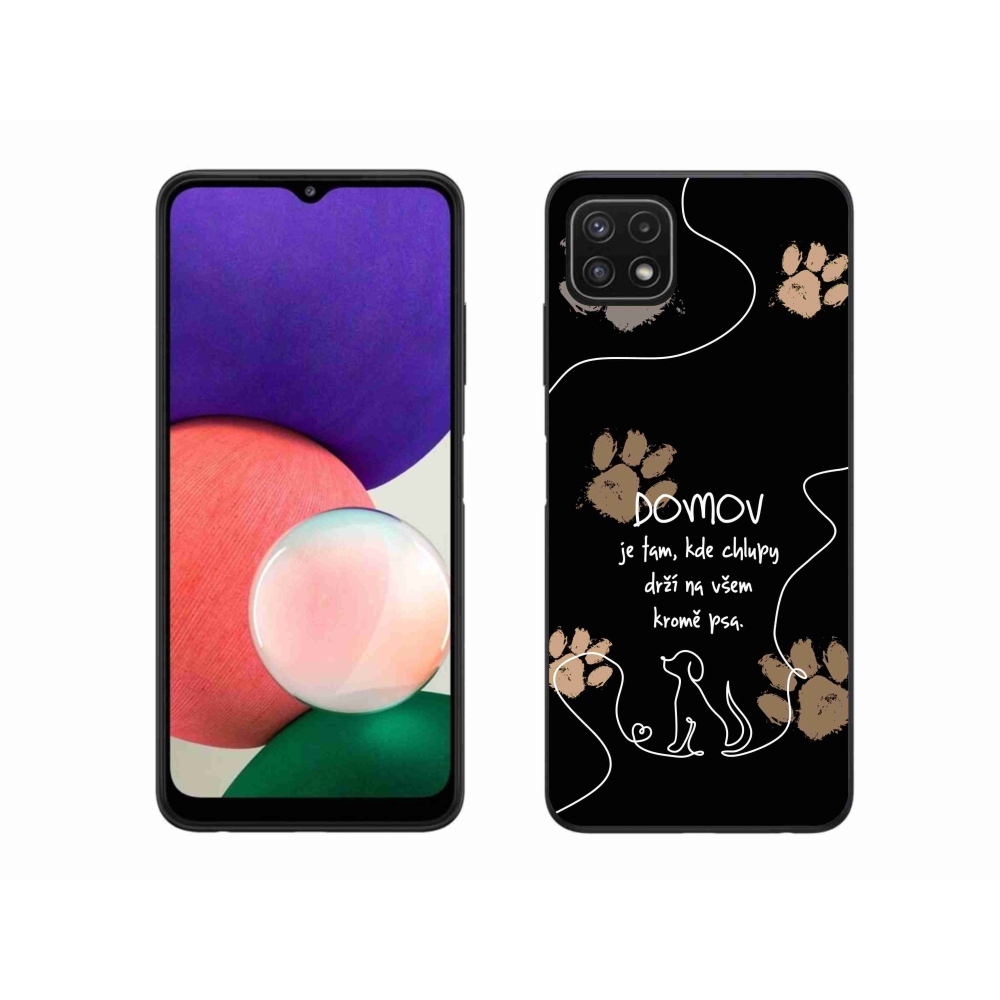 Gelový kryt mmCase na Samsung Galaxy A22 5G - psí motiv černé pozadí