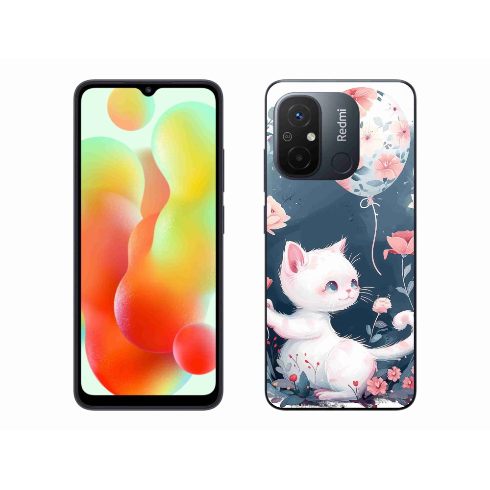Gelový kryt mmCase na Xiaomi Redmi 12C - kotě s balónkem