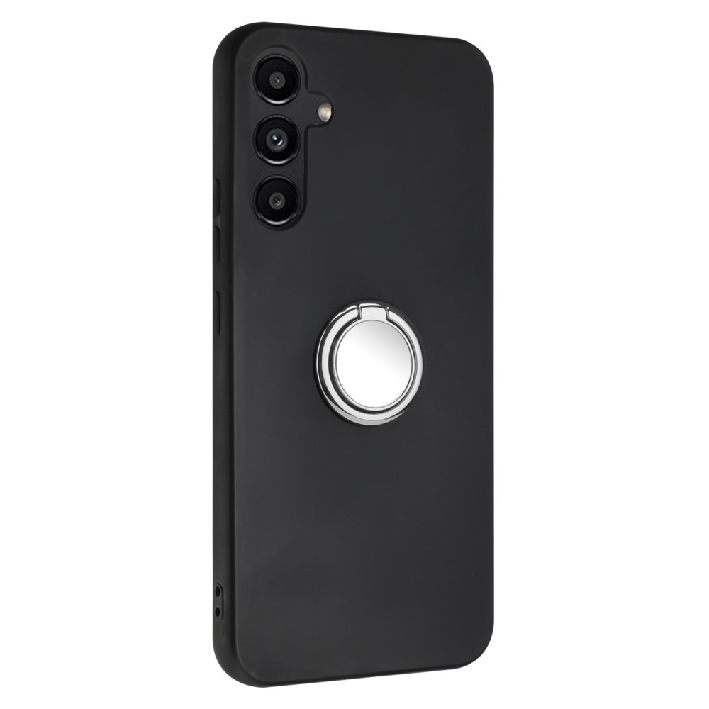 Matný gelový obal s kroužkem na prst na Samsung Galaxy M15 5G - černý