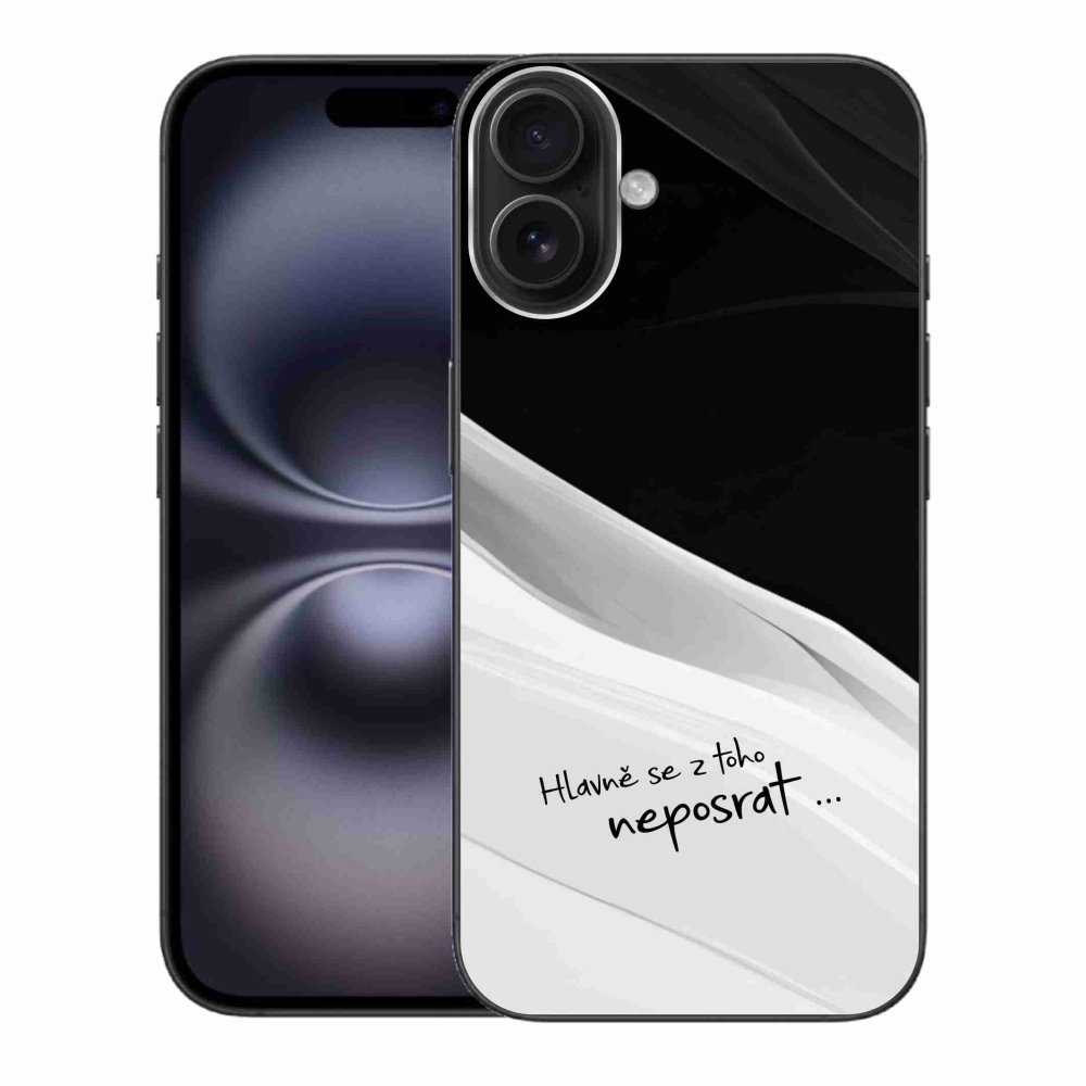 Gelový kryt mmCase na iPhone 16 Plus - vtipný text 13 bíločerné pozadí