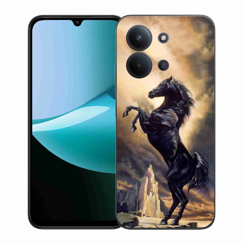 Gelový kryt mmCase na Xiaomi Redmi 15C 4G (171mm)/Poco C85 4G (171mm) - černý kreslený kůň