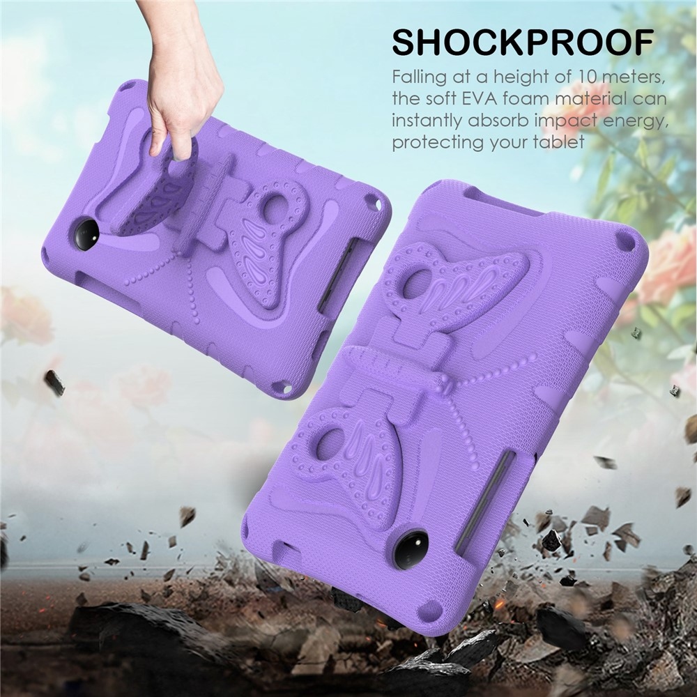 Kids Butterfly EVA odolné pouzdro s popruhem na tablet Xiaomi Redmi Pad SE 8.7 - fialové