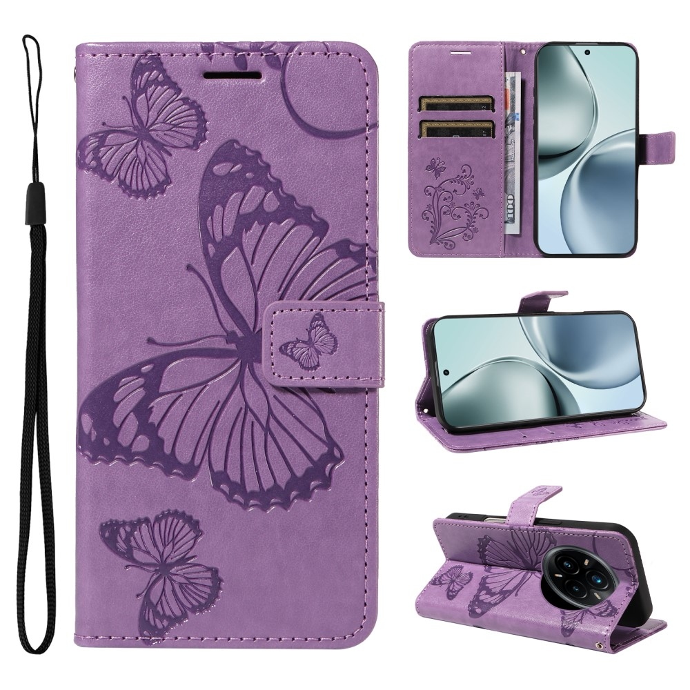 Big Butterfly knížkové pouzdro na Realme 14 Pro+ 5G - fialové