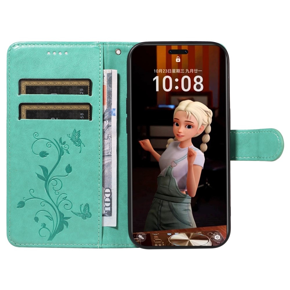 Flowery knížkové pouzdro na Honor Magic 7 Pro 5G - modrozelené