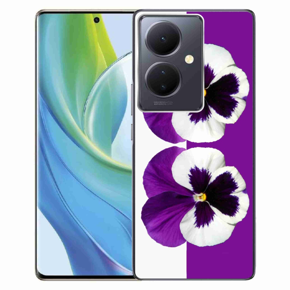 Gelový kryt mmCase na Vivo V29 Lite 5G - fialovobílý květ