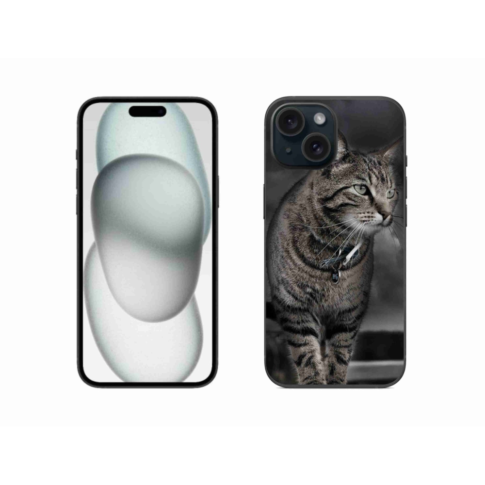 Gelový kryt mmCase na iPhone 15 - kočka