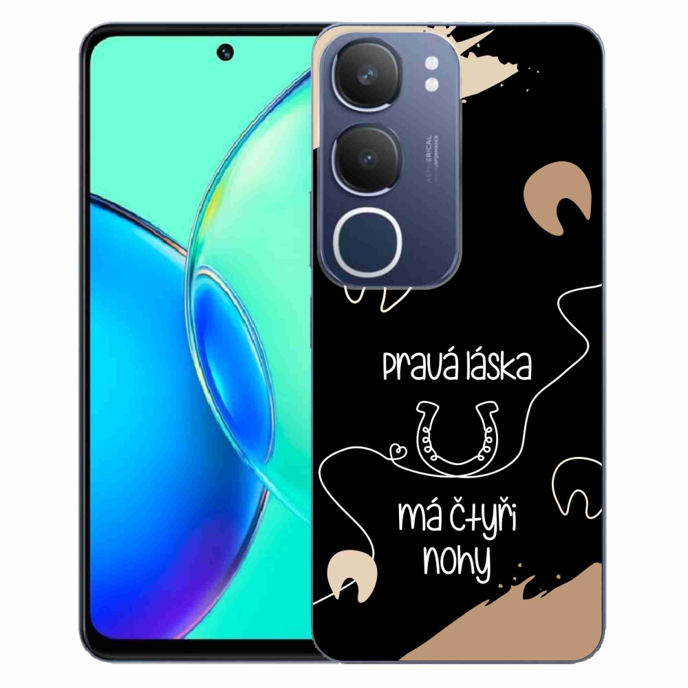Gelový kryt mmCase na Vivo Y19s - koňský motiv černé pozadí