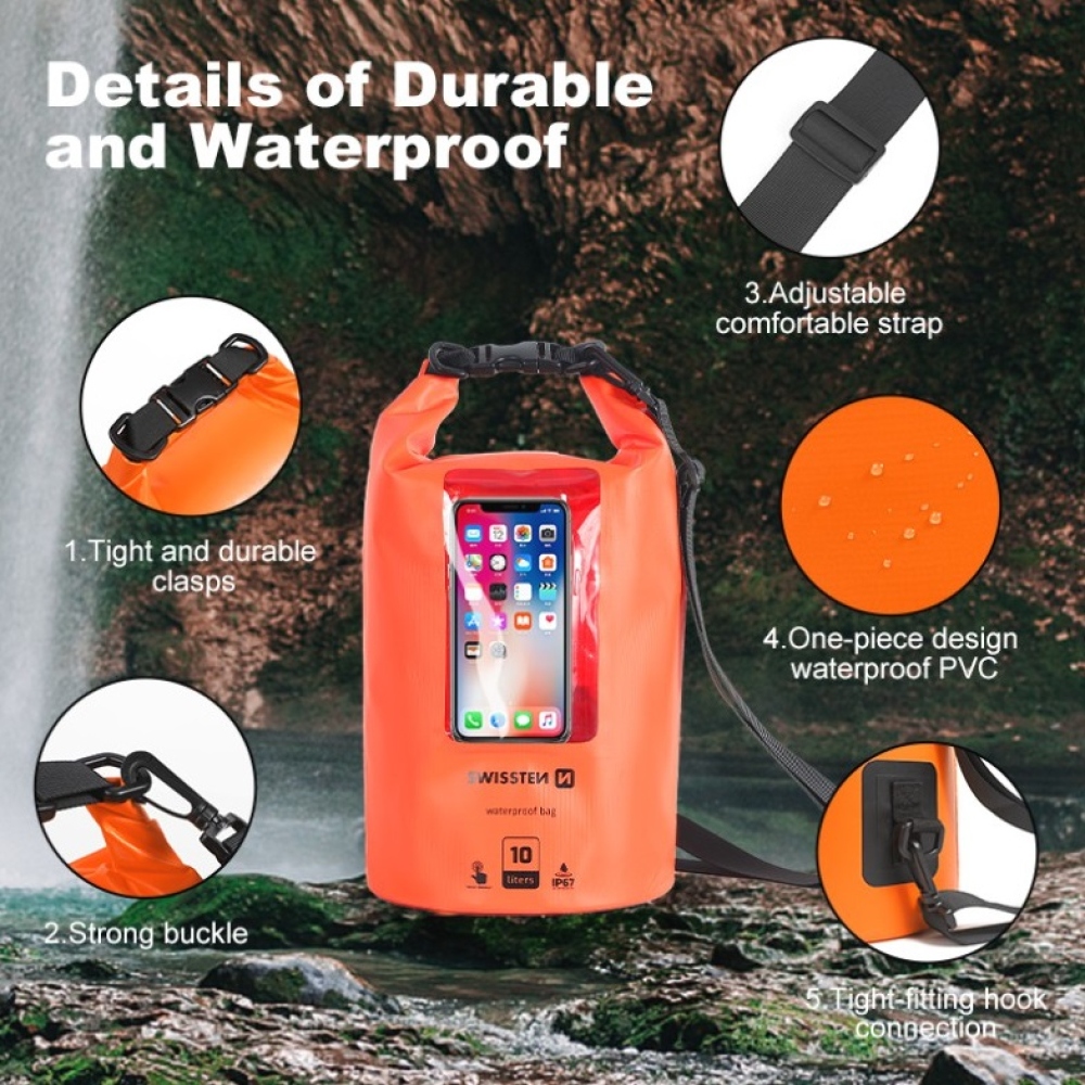 Vodotěsné pouzdro Swissten Waterproof 10L - oranžové