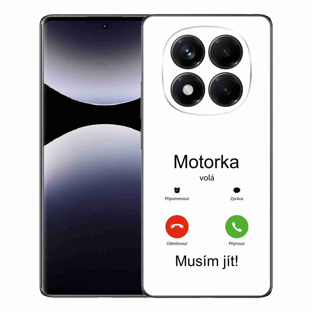 Gelový kryt mmCase na Xiaomi Redmi Note 14 Pro - motorka volá bílé pozadí
