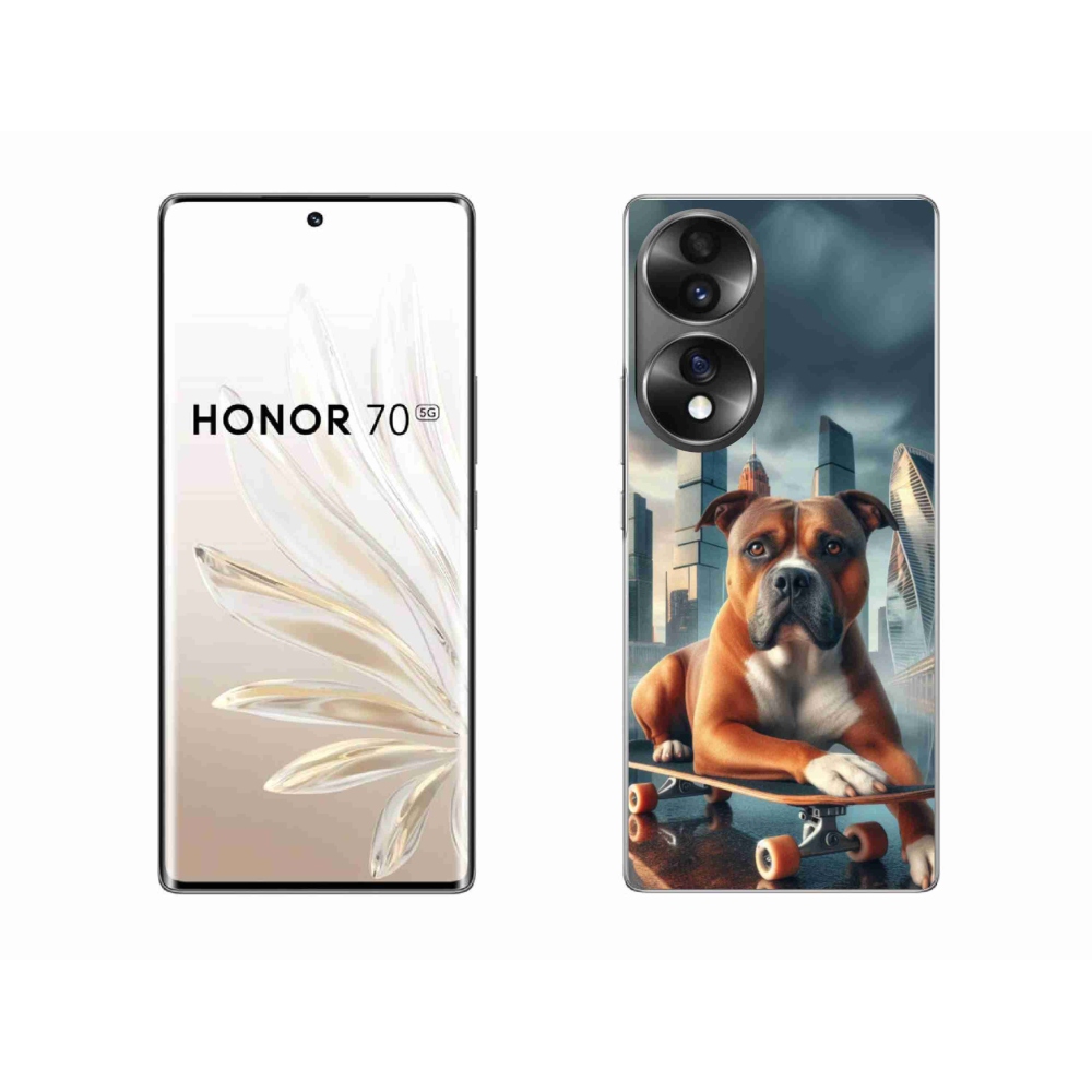 Gelový kryt mmCase na Honor 70 - pes na skateboardu