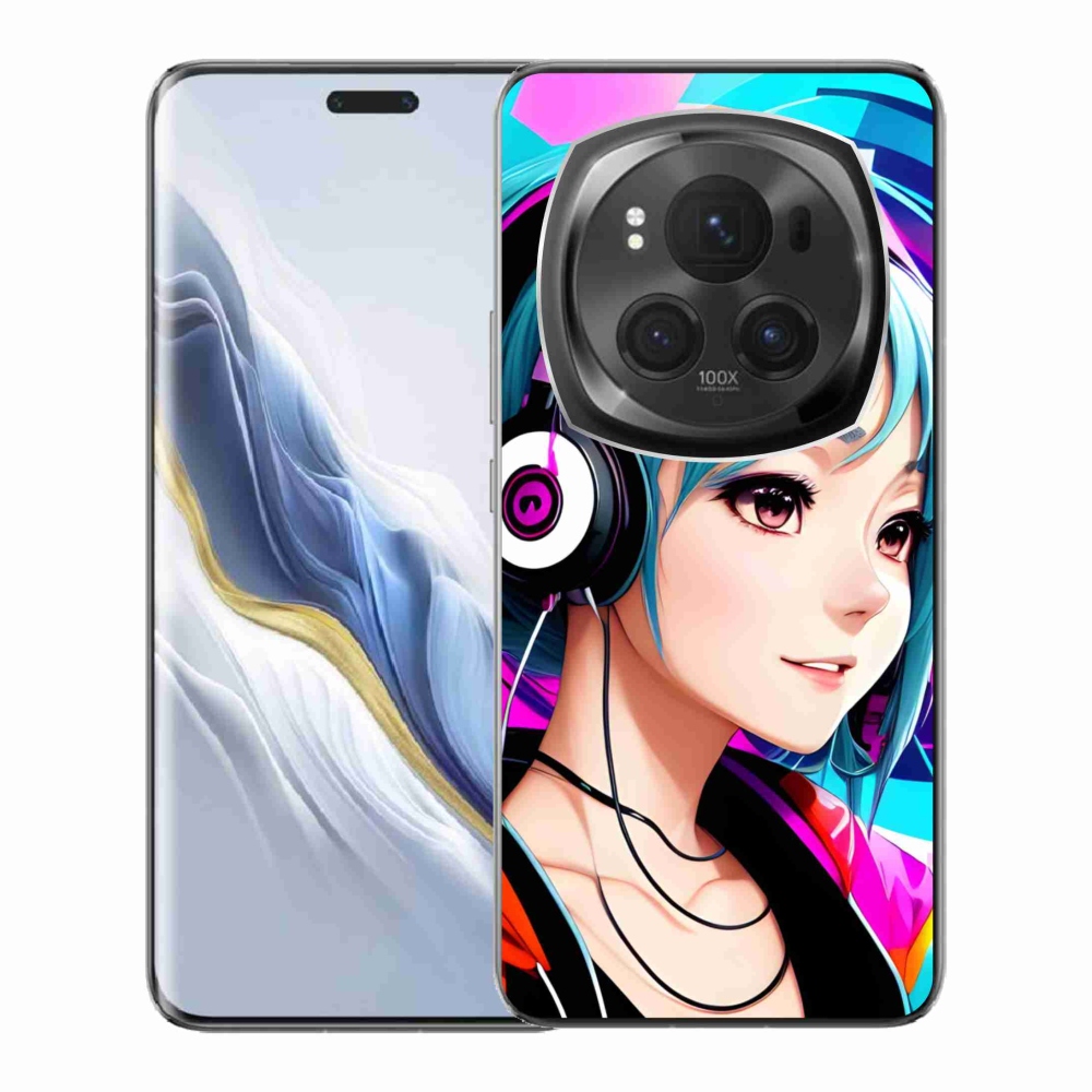 Gelový kryt mmCase na Honor Magic 6 Pro 5G - dívka se sluchátky