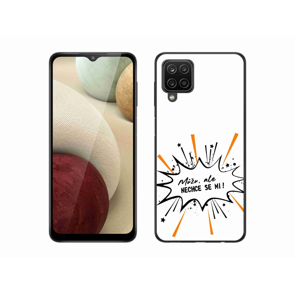 Gelový kryt mmCase na Samsung Galaxy A12 - vtipný text 11 bílé pozadí