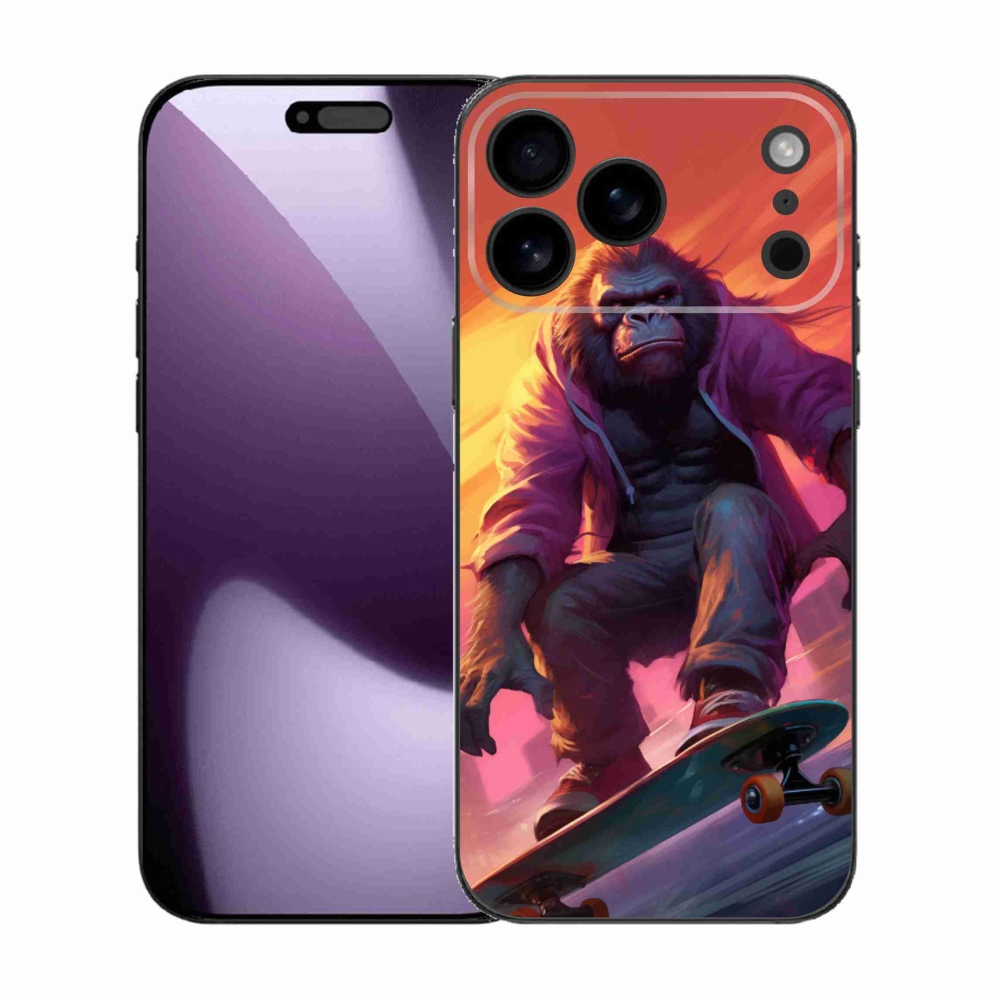 Gelový kryt mmCase na iPhone 17 Pro Max - gorila na skateboardu