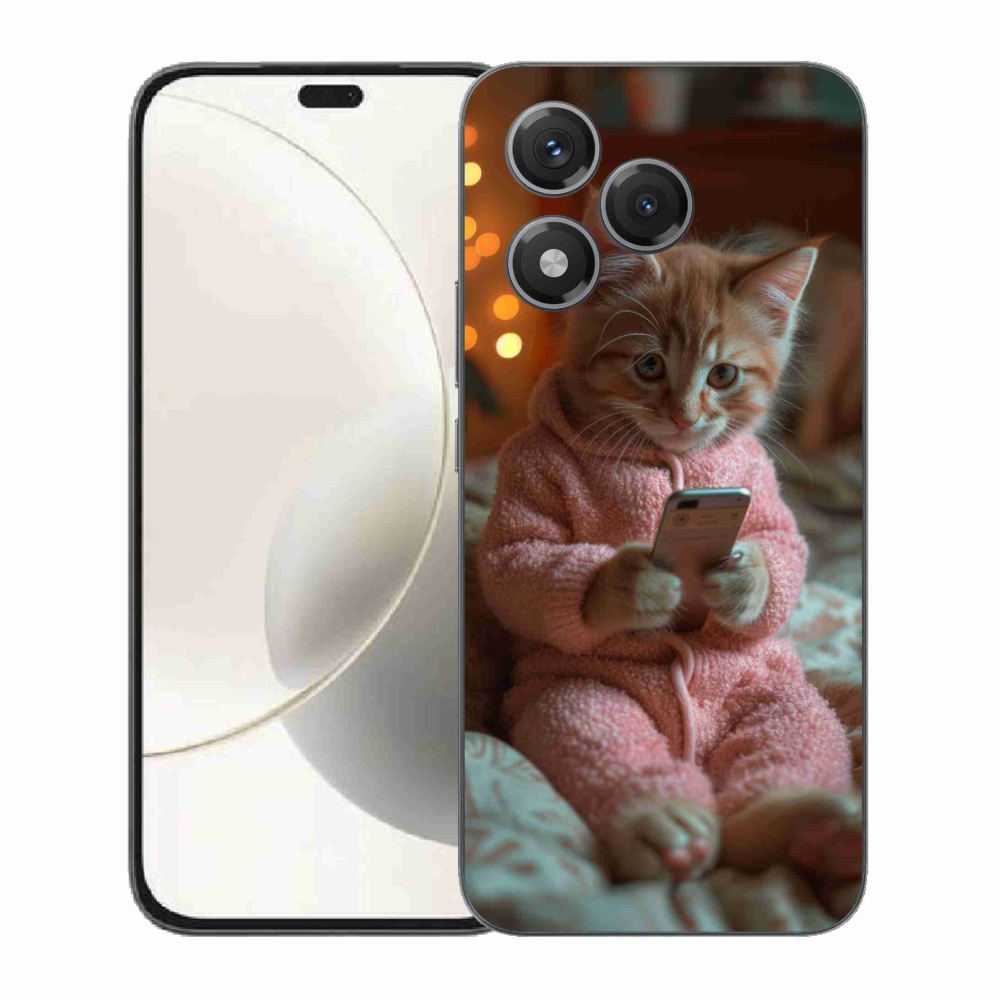 Gelový kryt mmCase na Honor 400 Lite - kotě s mobilem