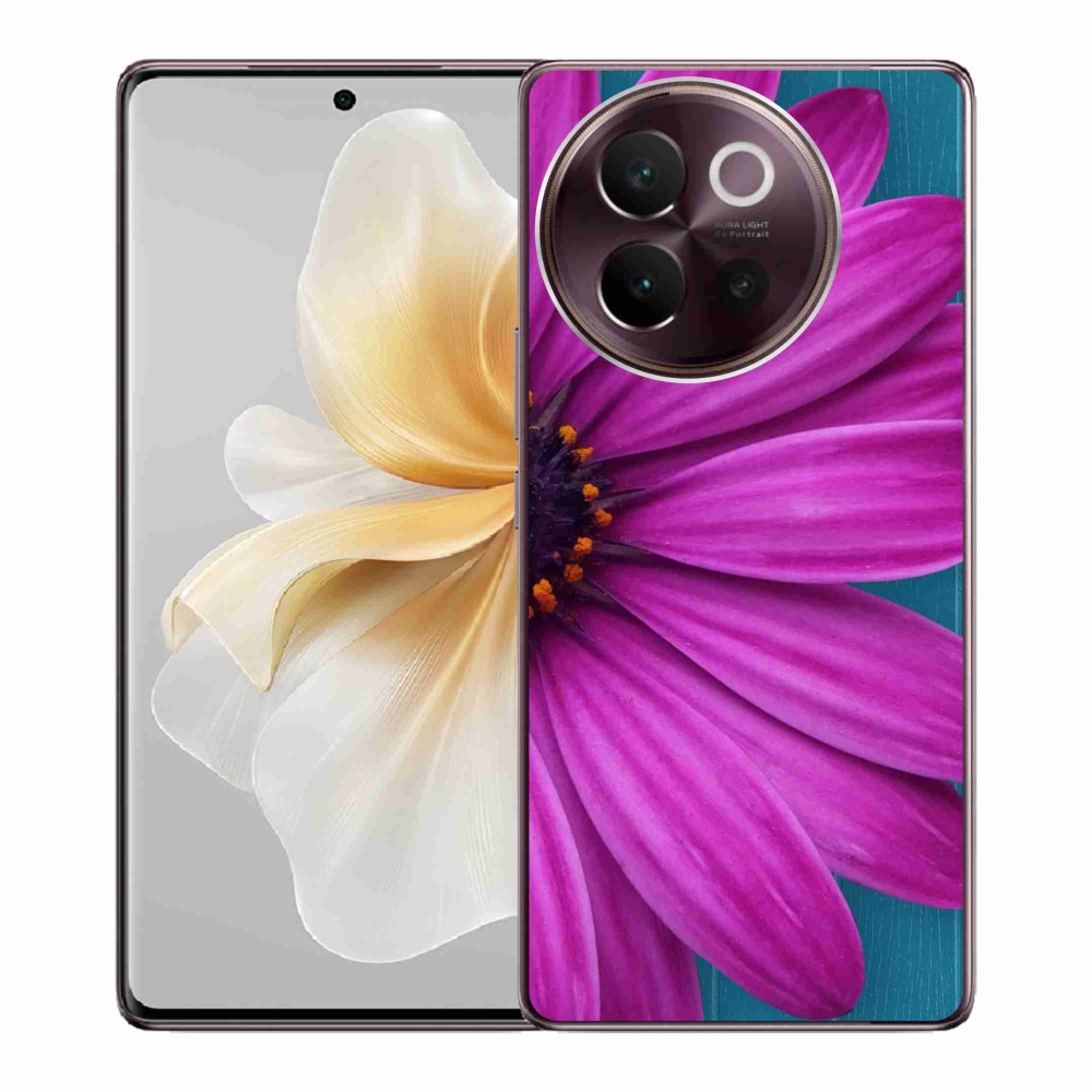 Gelový obal mmCase na Vivo V40 Lite 5G - fialová kopretina