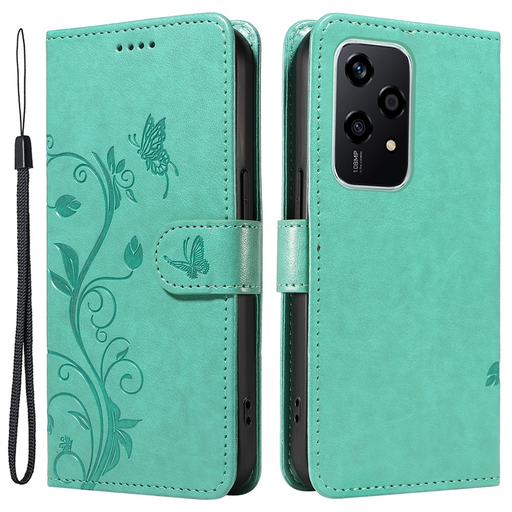 Flowers knížkové pouzdro na Honor 200 Lite 5G - modrozelené