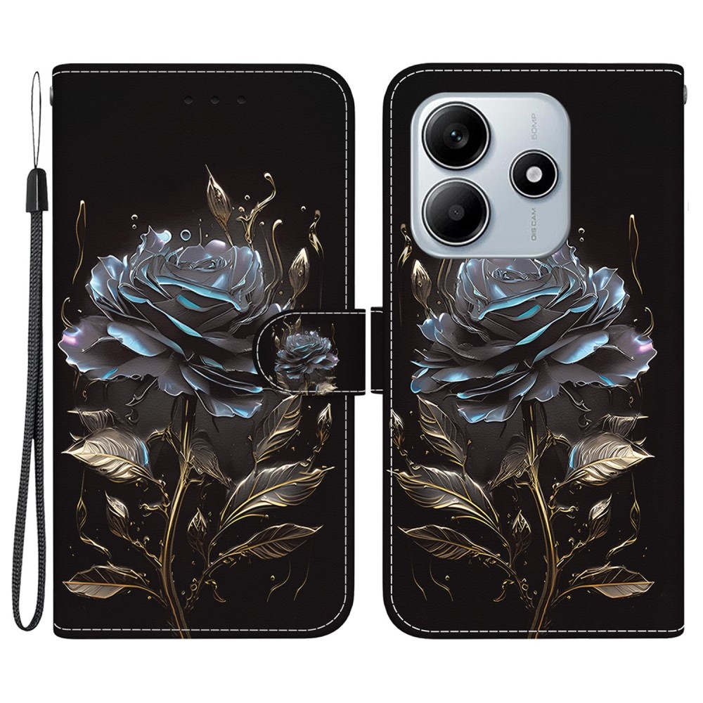 Printern knížkové pouzdro na Xiaomi Redmi Note 14 5G - černá růže