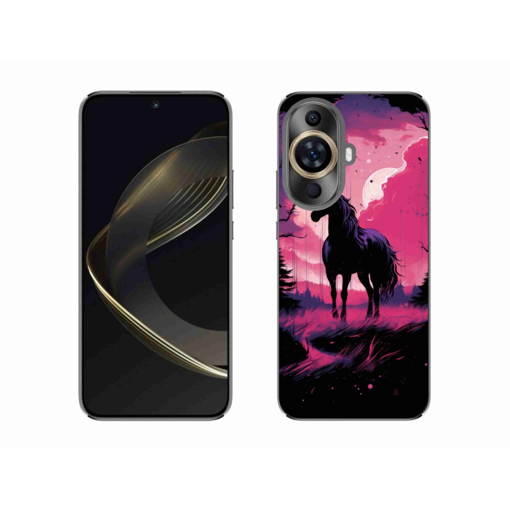 Gelový kryt mmCase na Huawei Nova 11 - černý kreslený kůň 1