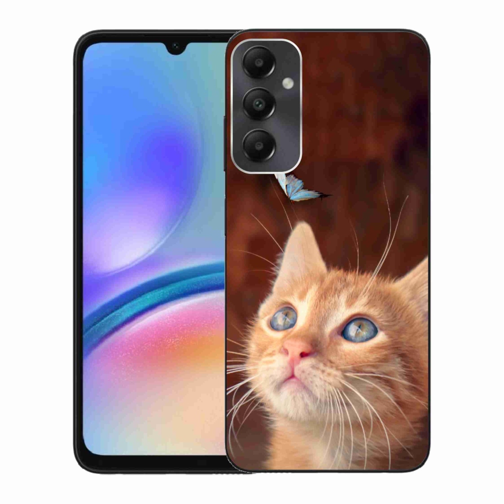Gelový kryt mmCase na Samsung Galaxy A05s - motýl a kotě