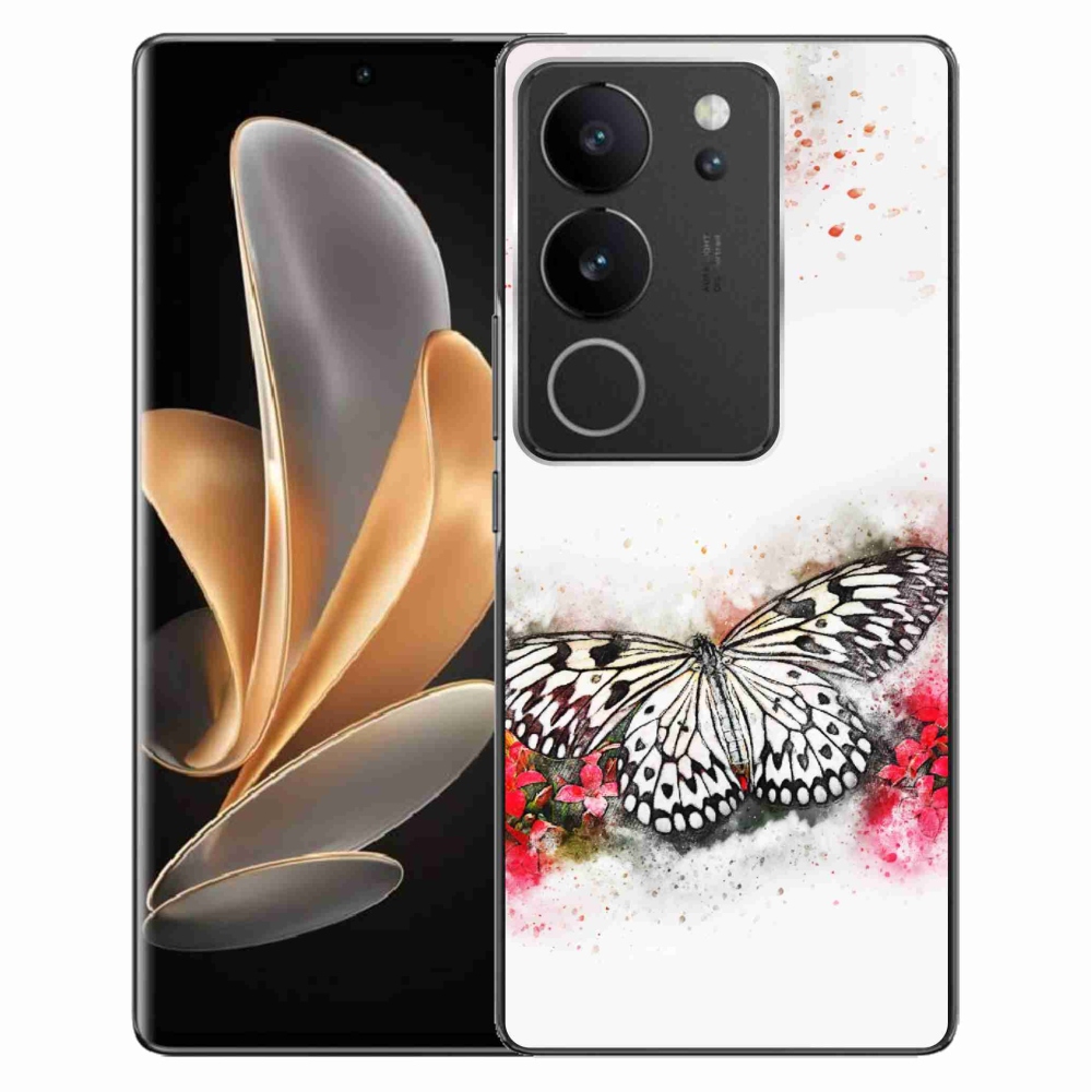 Gelový kryt mmCase na Vivo V29 5G - černobílý motýl