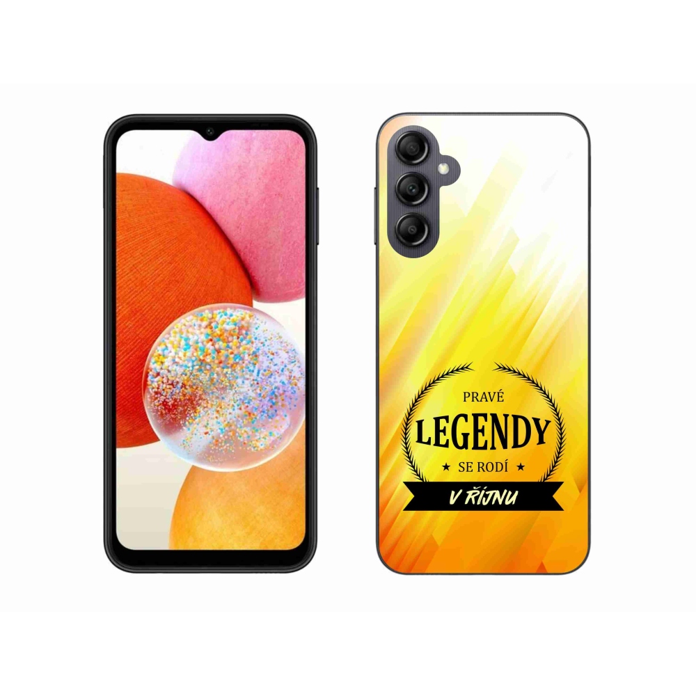 Gelový kryt mmCase na Samsung Galaxy A14 4G/5G - legendy v říjnu žluté pozadí