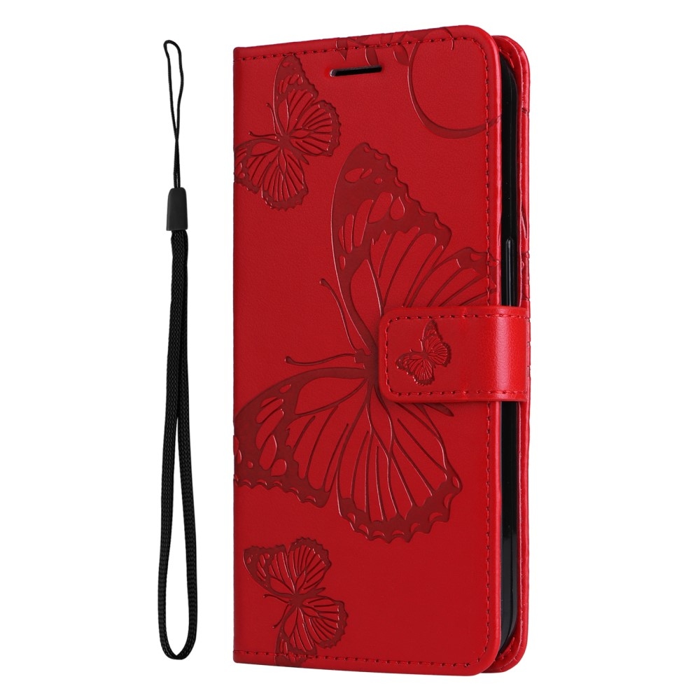 Big Butterfly knížkové pouzdro na Samsung Galaxy A06 4G - červené