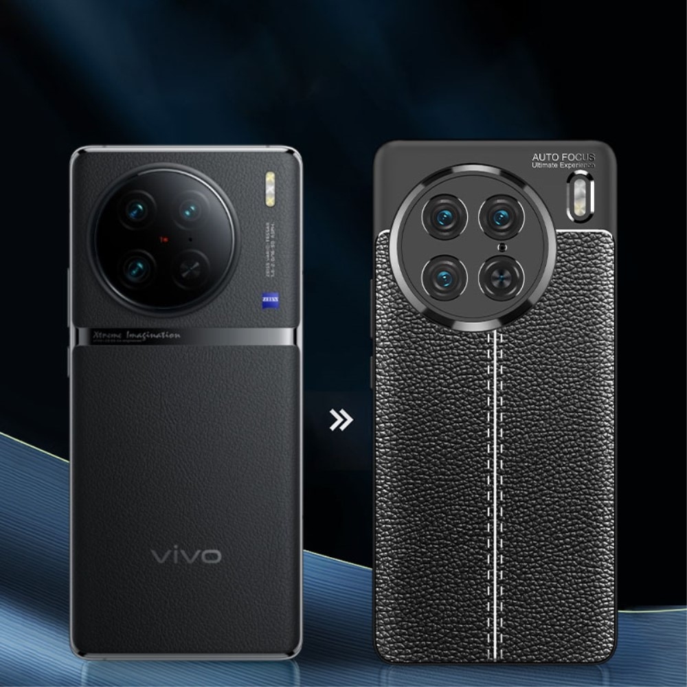 Litchi odolný gelový obal na Vivo X90 Pro - černý