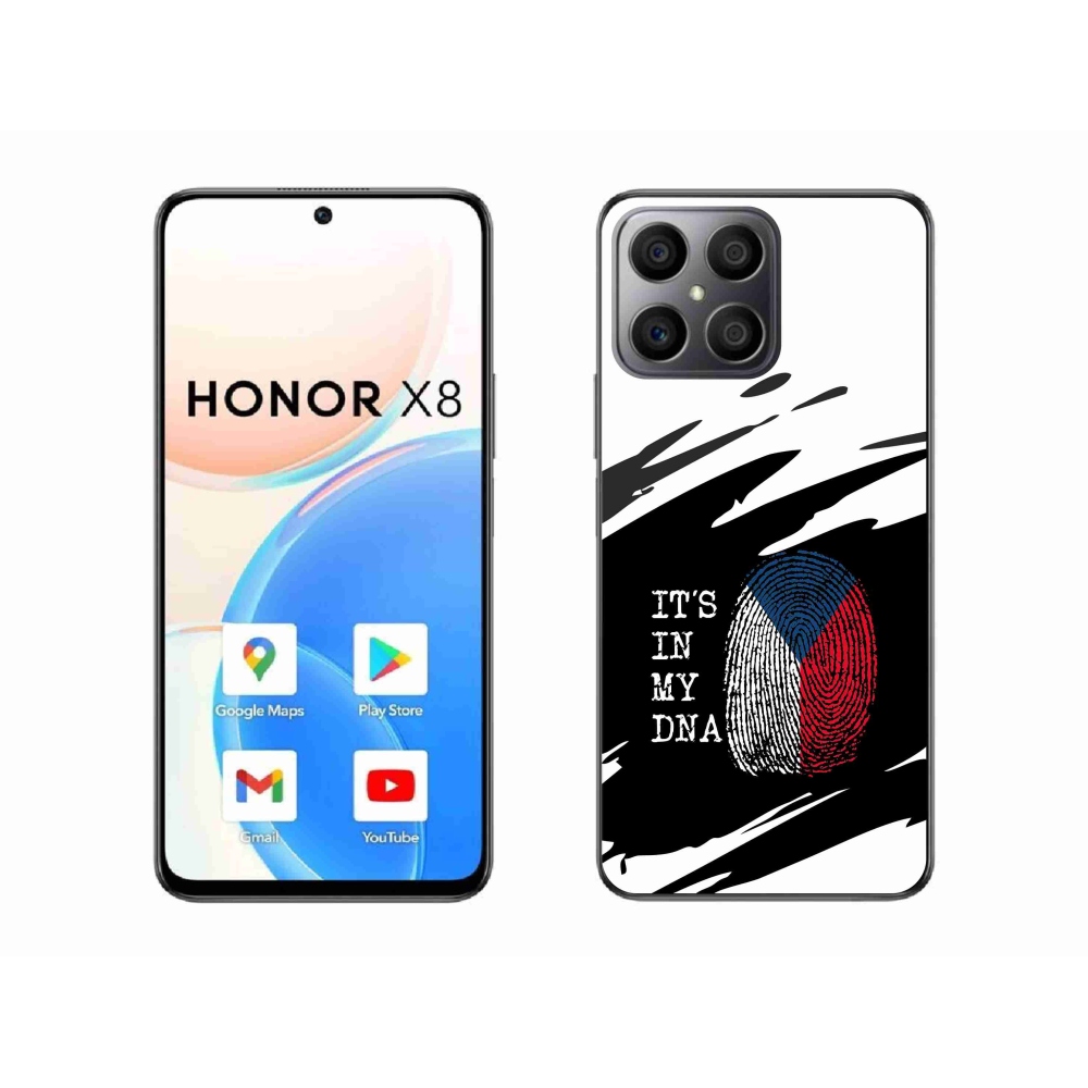 Gelový kryt mmCase na Honor X8 4G - vlajka otisk prstu černobílé pozadí