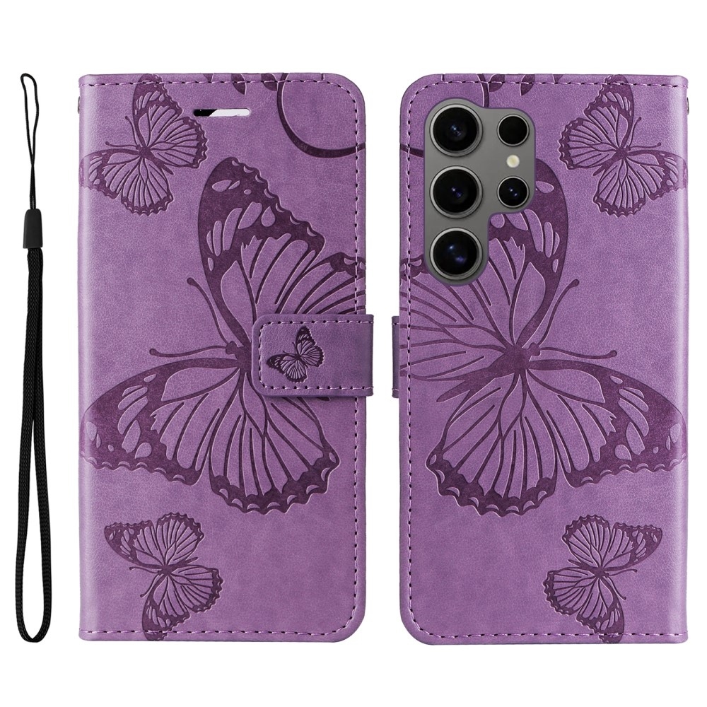 Big Butterfly knížkové pouzdro na Samsung Galaxy S25 Ultra - fialové