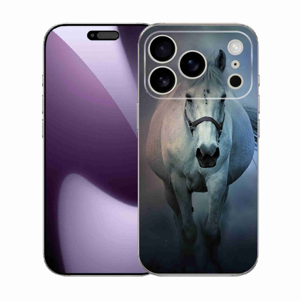 Gelový kryt mmCase na iPhone 17 Pro - běžící bílý kůň