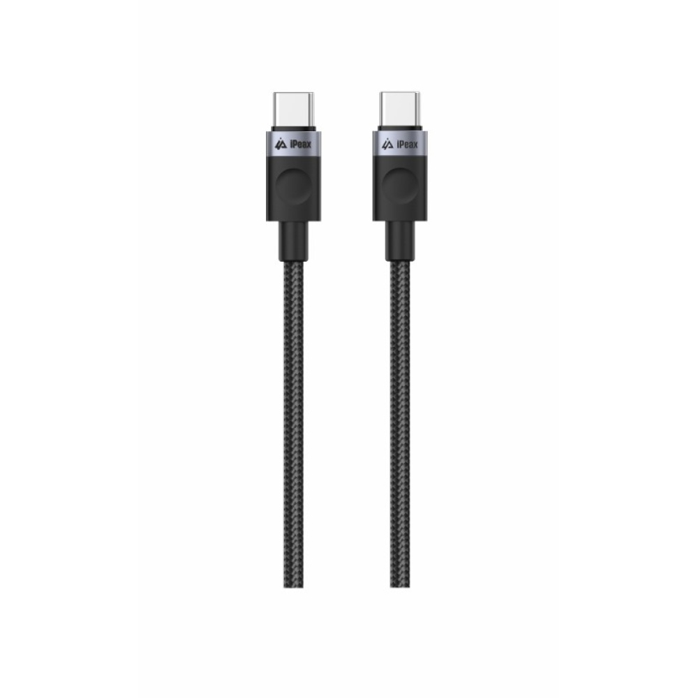 iPEAX textilní kabel USB-C / USB-C 1 m, USB 2.0 - černý