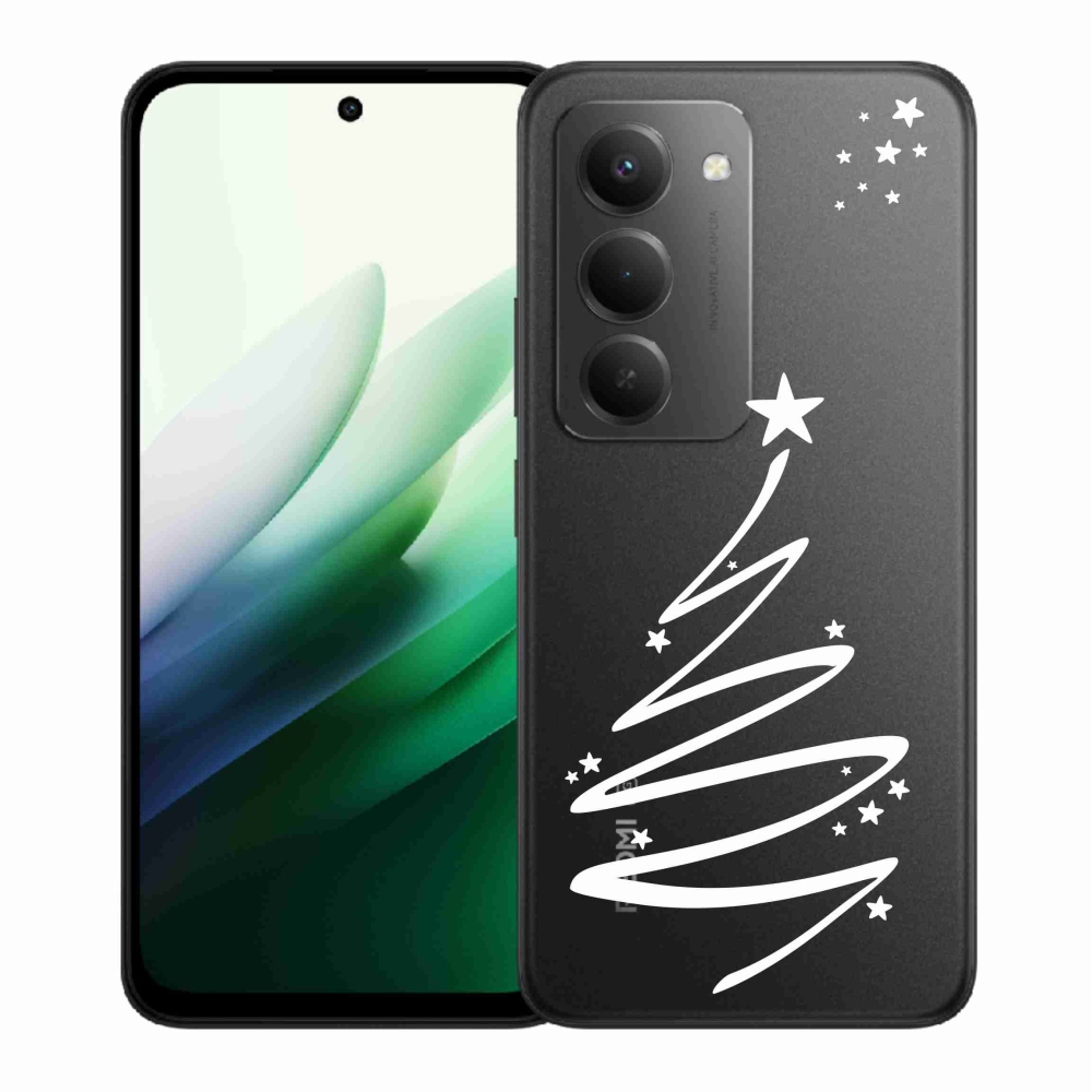 Gelový kryt mmCase na Xiaomi Redmi 15 5G (169mm) - bílý stromeček na průhledném pozadí