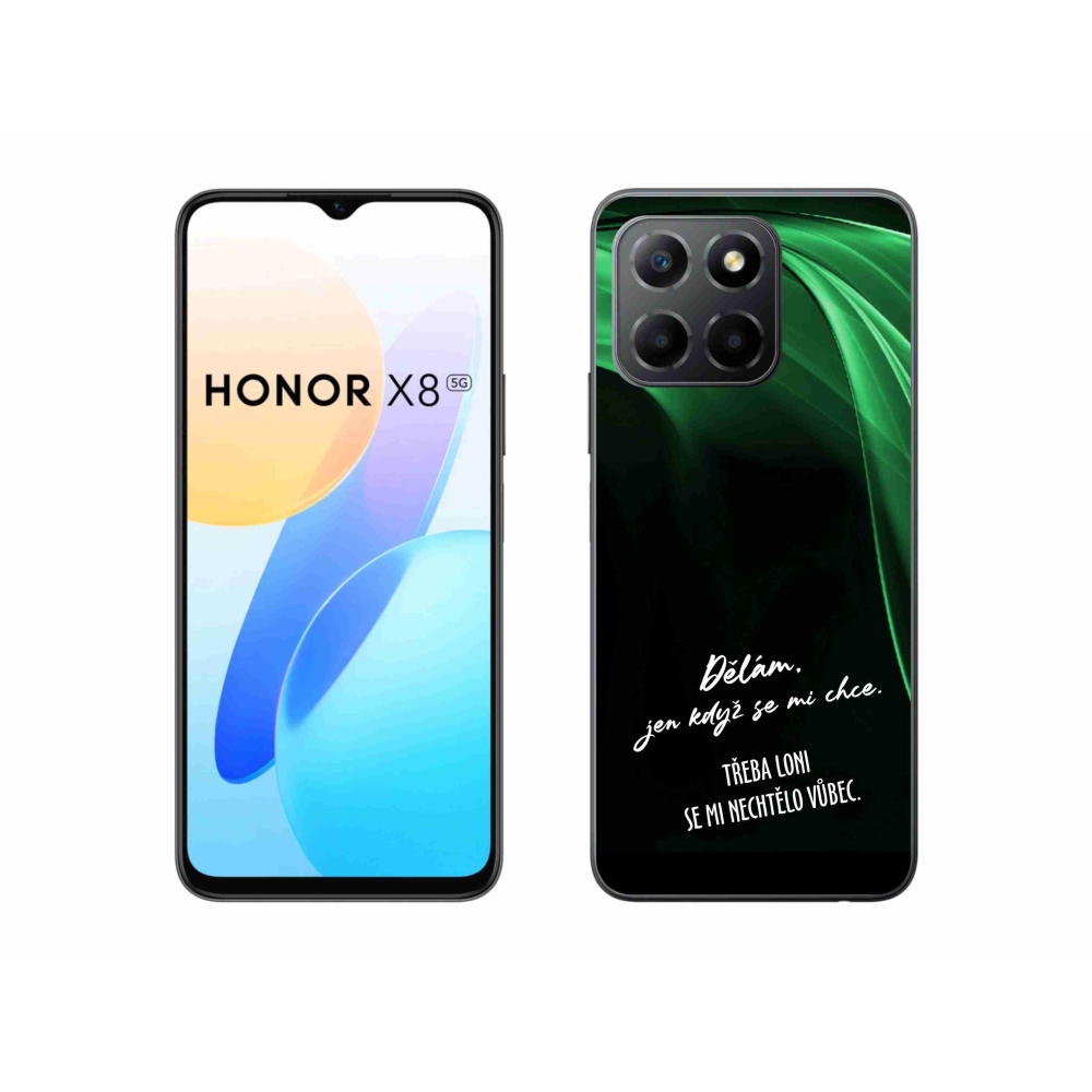 Gelový kryt mmCase na Honor X8 5G/Honor 70 Lite 5G - vtipný text 12 černé pozadí