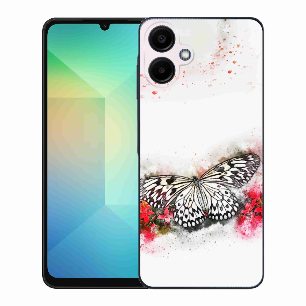 Gelový kryt mmCase na Samsung Galaxy A06 4G - černobílý motýl