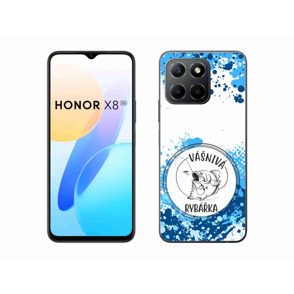 Gelový kryt mmCase na Honor X8 5G/Honor 70 Lite 5G - vášnivá rybářka bílé pozadí