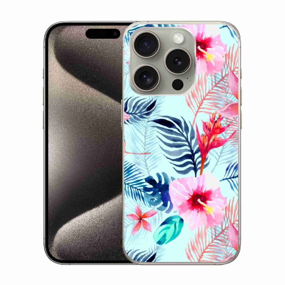 Gelový kryt mmCase na iPhone 15 Pro - květiny