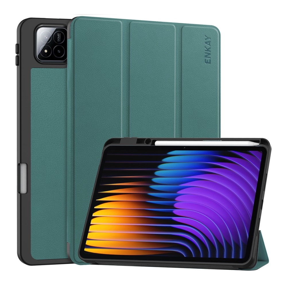 ENK chytré polohovací pouzdro na tablet Xiaomi Pad 7/7 Pro - tmavězelené