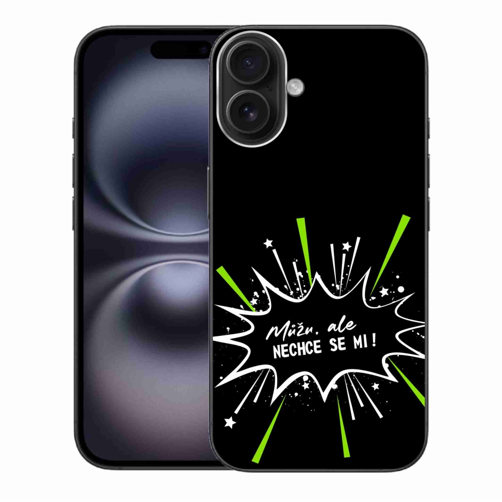 Gelový kryt mmCase na iPhone 16 Plus - vtipný text 11 černé pozadí