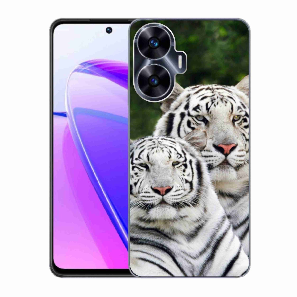 Gelový obal mmCase na Realme C55 - bílí tygři