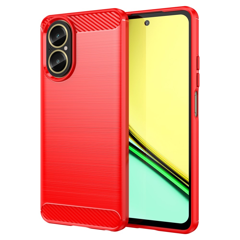Carbon odolný gelový obal na mobil Realme C67 - červený