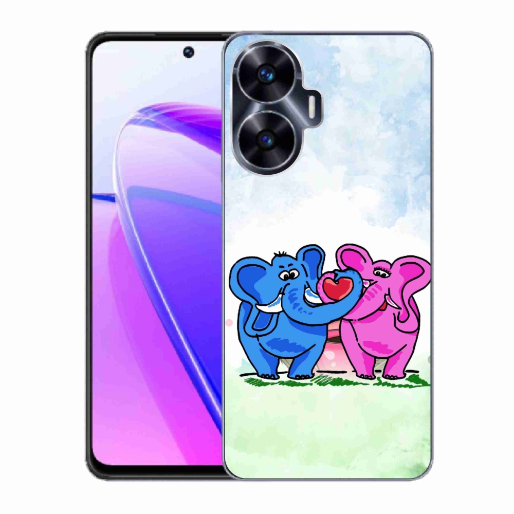 Gelový kryt mmCase na Realme C55 - zamilovaní sloni