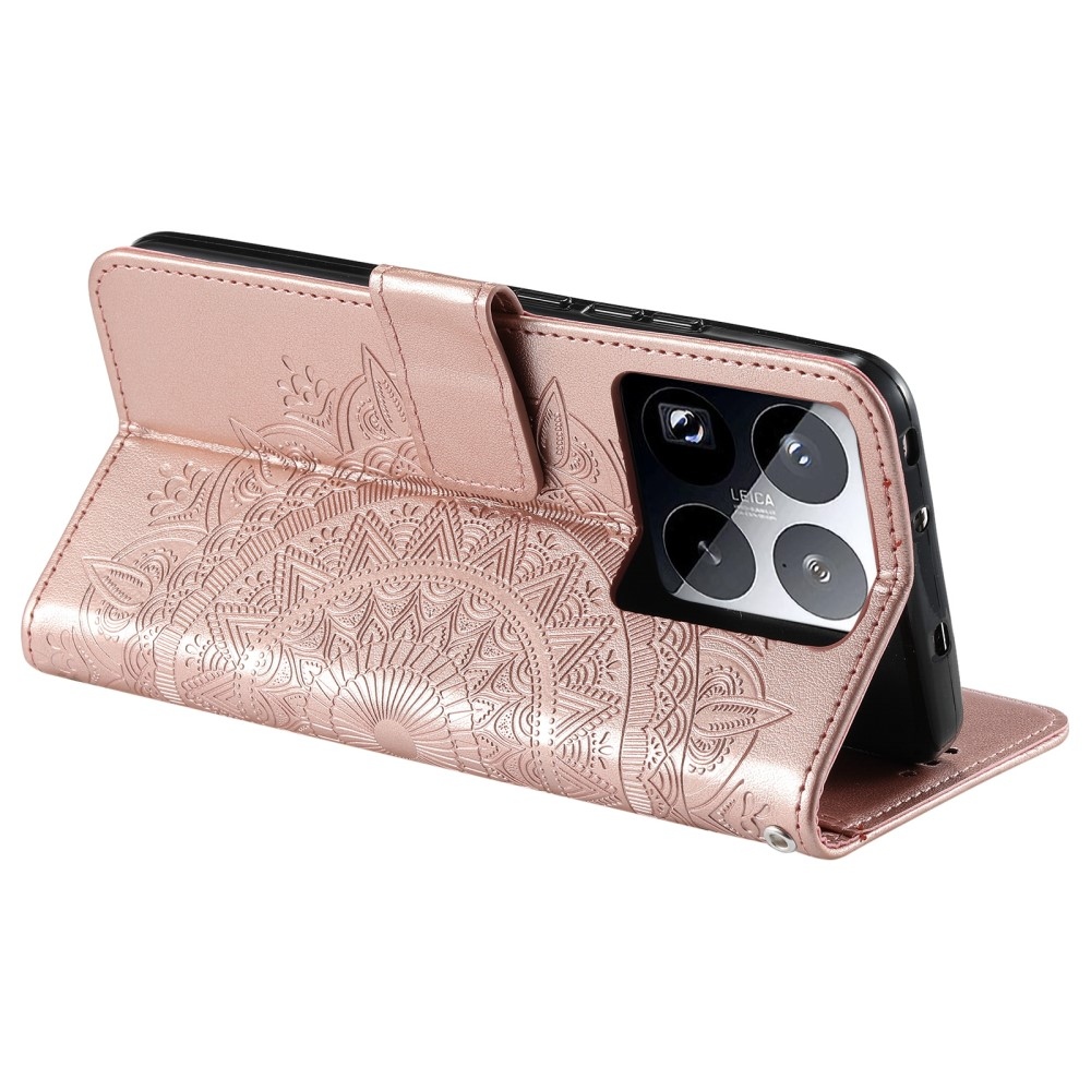 Mandala knížkové pouzdro na Xiaomi 15 Pro - růžovozlaté