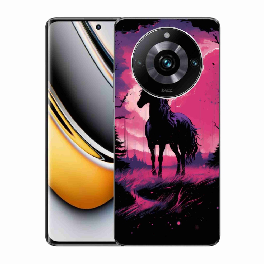 Gelový kryt mmCase na Realme 11 Pro/11 Pro+ - černý kreslený kůň 1