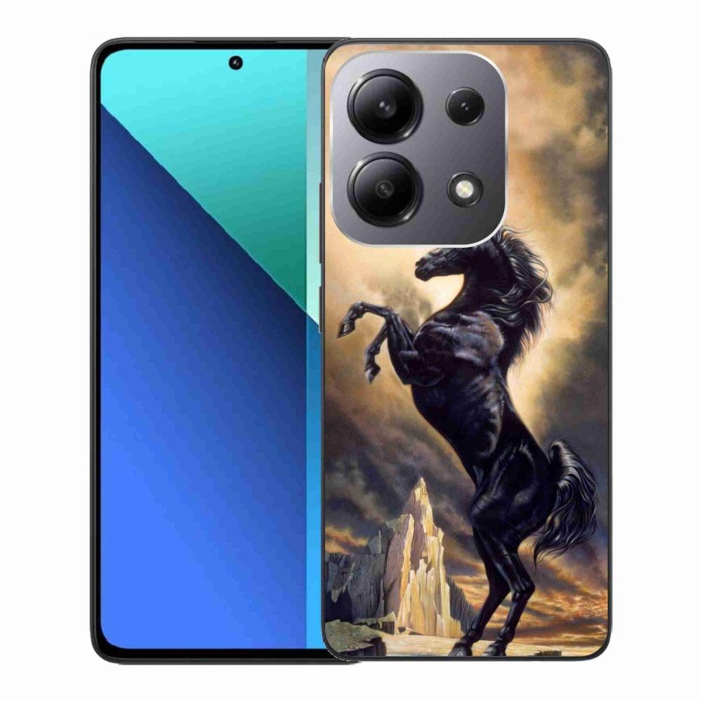 Gelový kryt mmCase na Xiaomi Redmi Note 13 - černý kreslený kůň