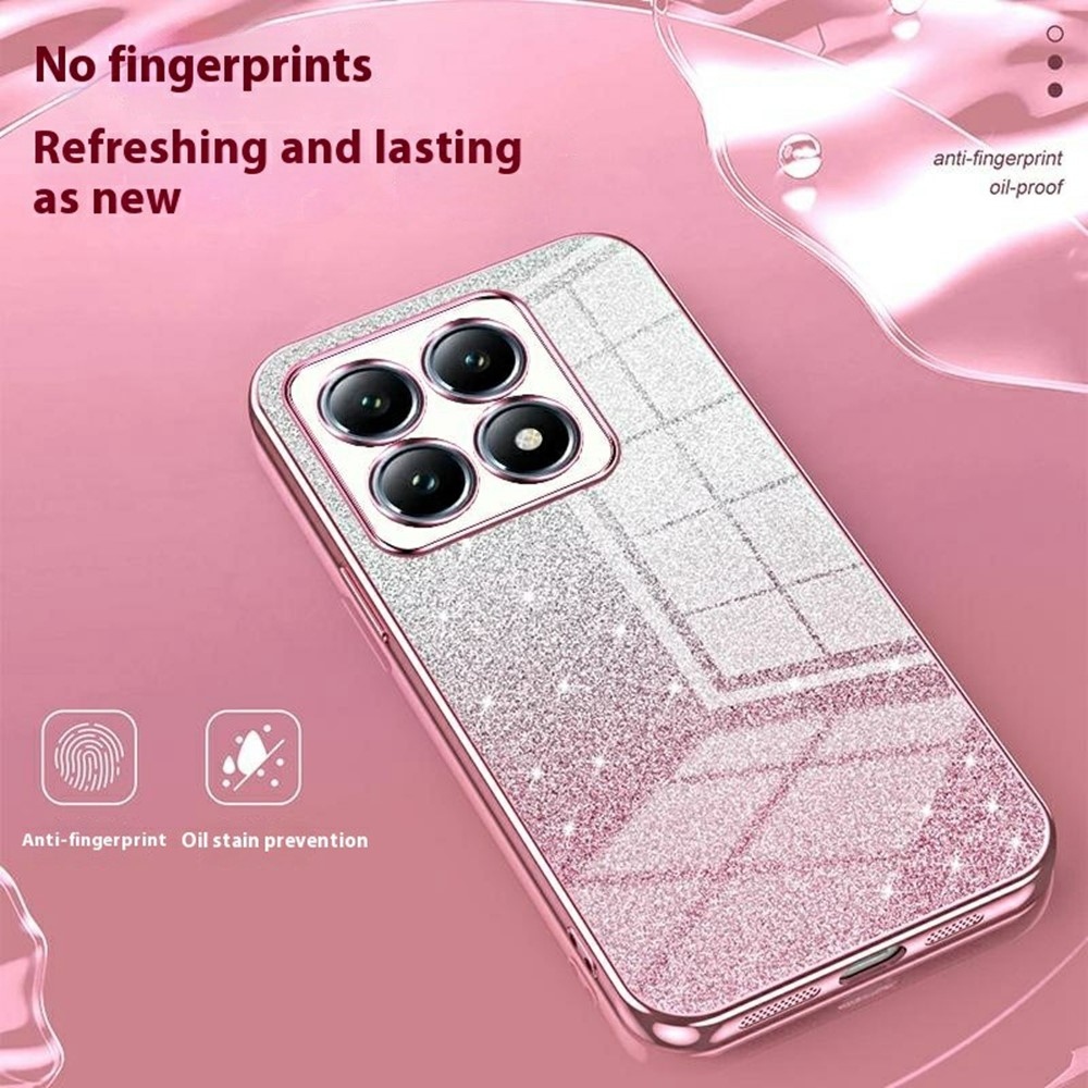 Cut gelový třpytivý obal na Xiaomi 14T Pro - růžový